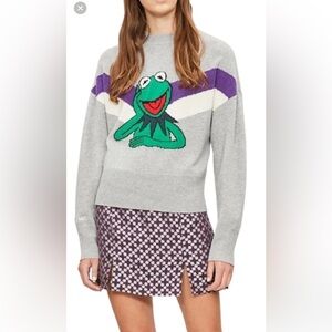 SANDRO X The Muppet Show Kermit The Frog 100% Merino Wool collectable sweater